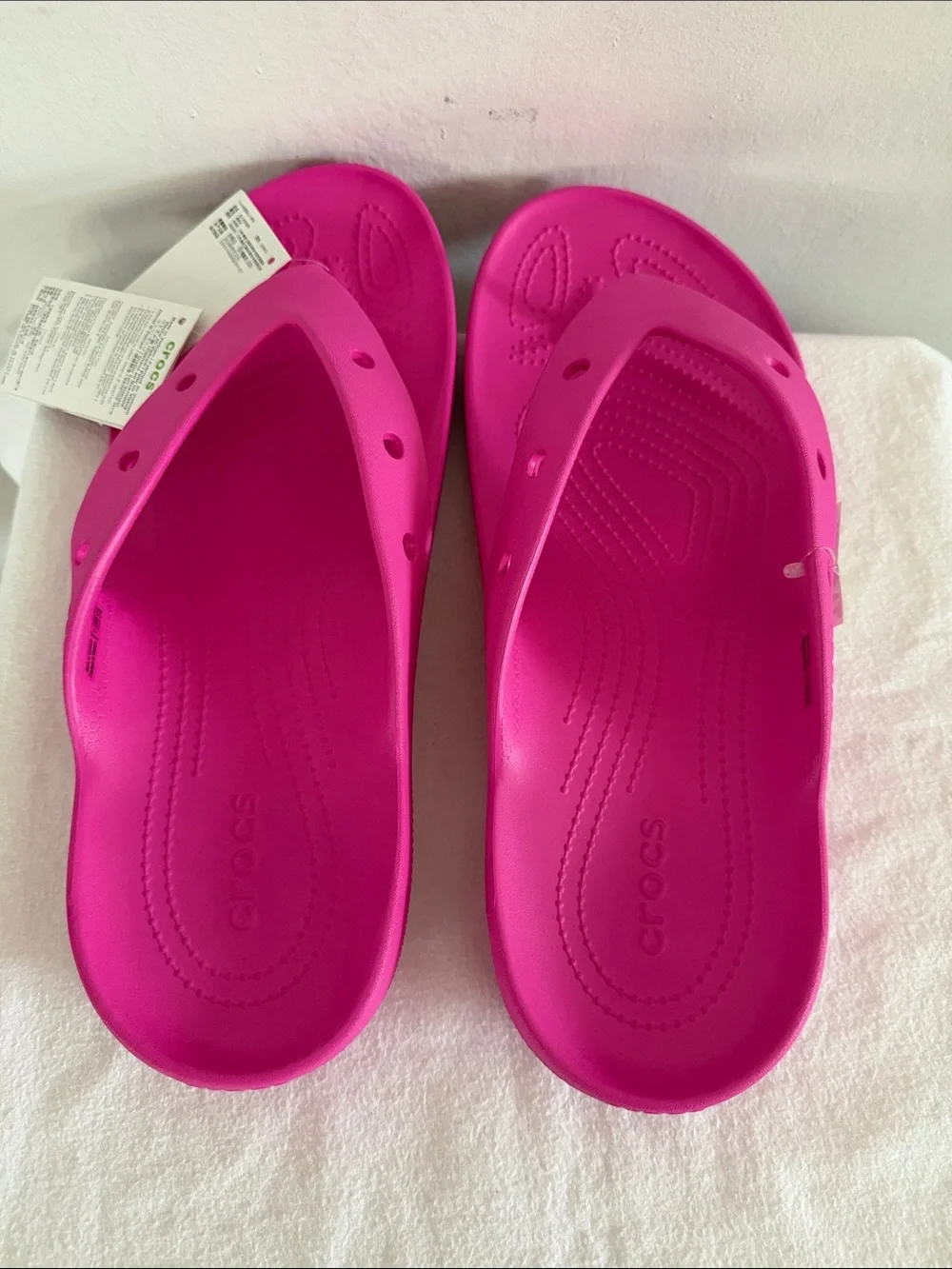 Bright Pink Crocs Classic Flip Flops